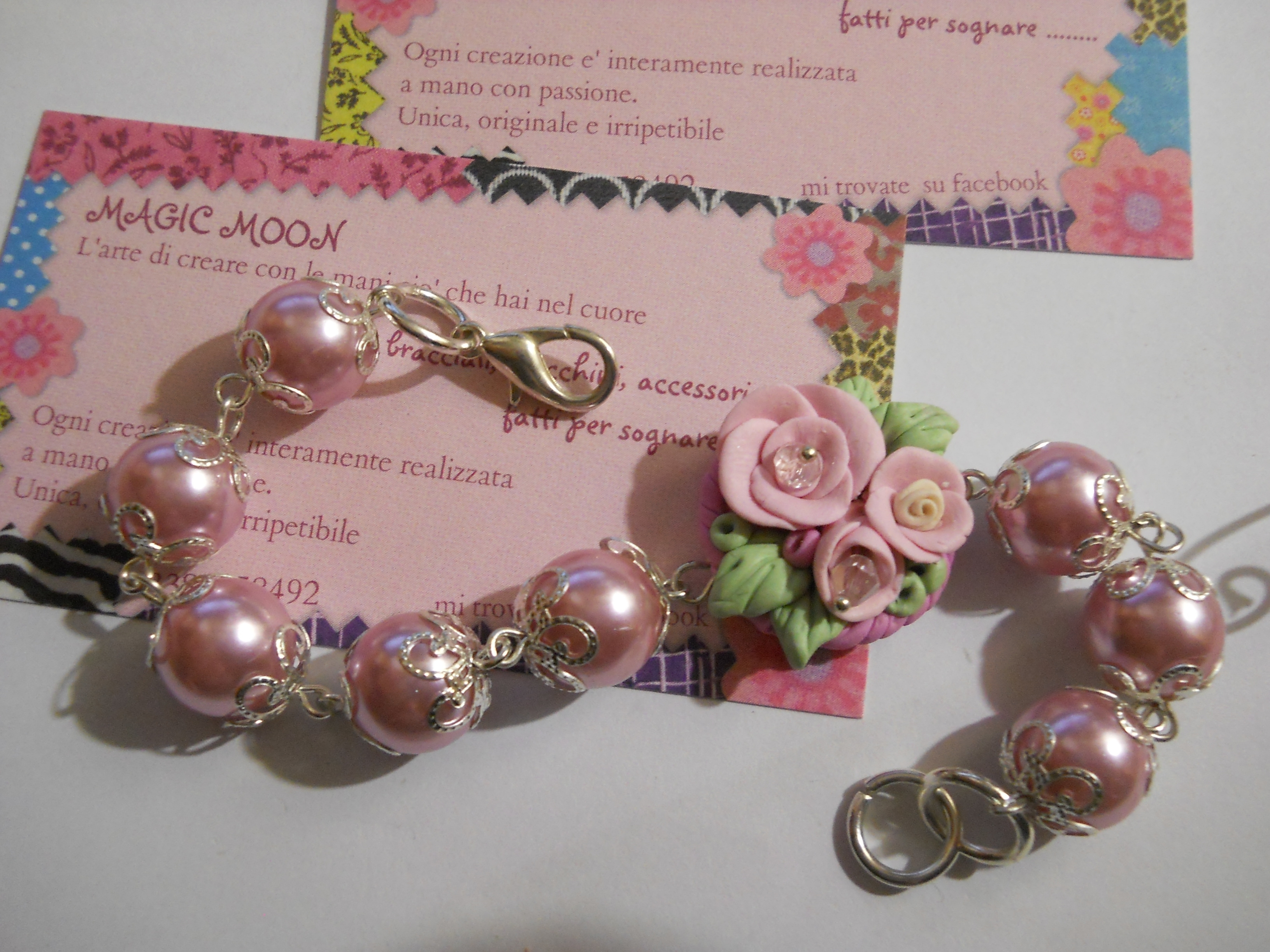 Bracciale Perle e rose argento