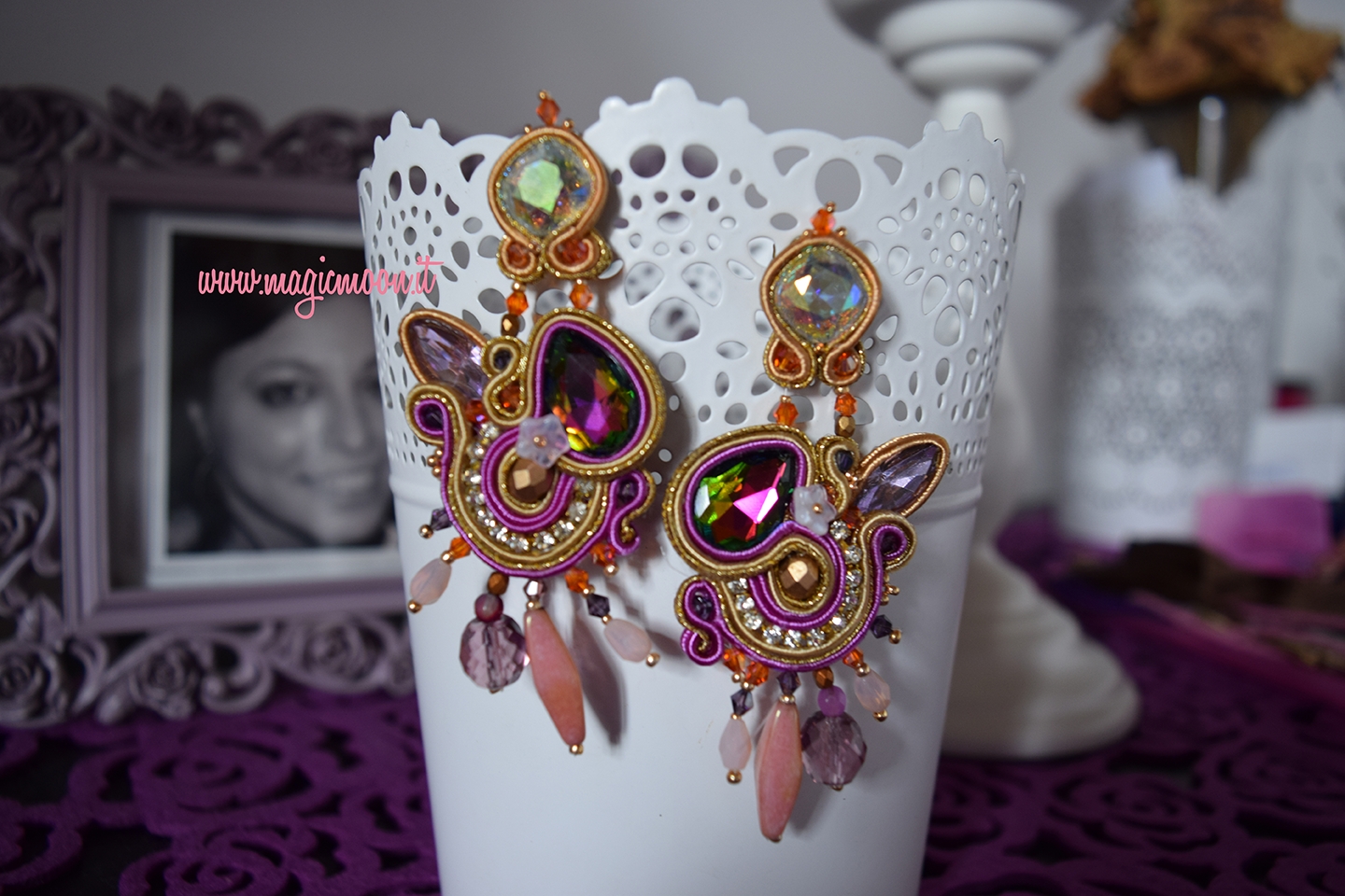 Orecchini Pietre Luci Soutache